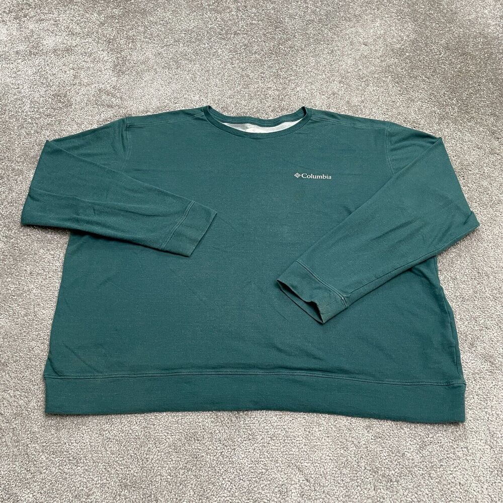 Columbia Active Fit Pullover Sweatshirt Womens XXL Green Crew Neck Casual Cotton